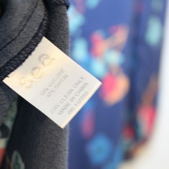 SEA New York Mari Floral Midi Dress Navy Blue V-Neck Long Sleeve Size 6 H12689 - Picture 7 of 10